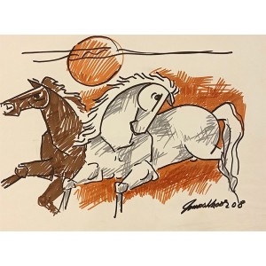 Mashkoor Raza, 10 x 14 Inch, Marker On Paper, Abstract Painting, AC-MR-744